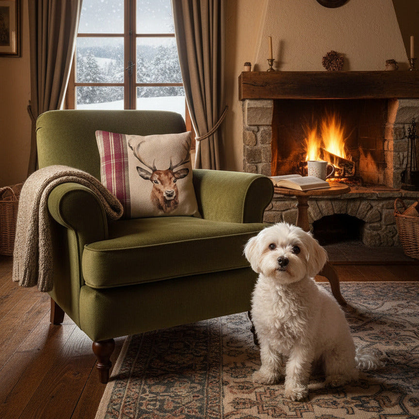 Kissenhülle "Hirschkopf" im englischen Landhausstil