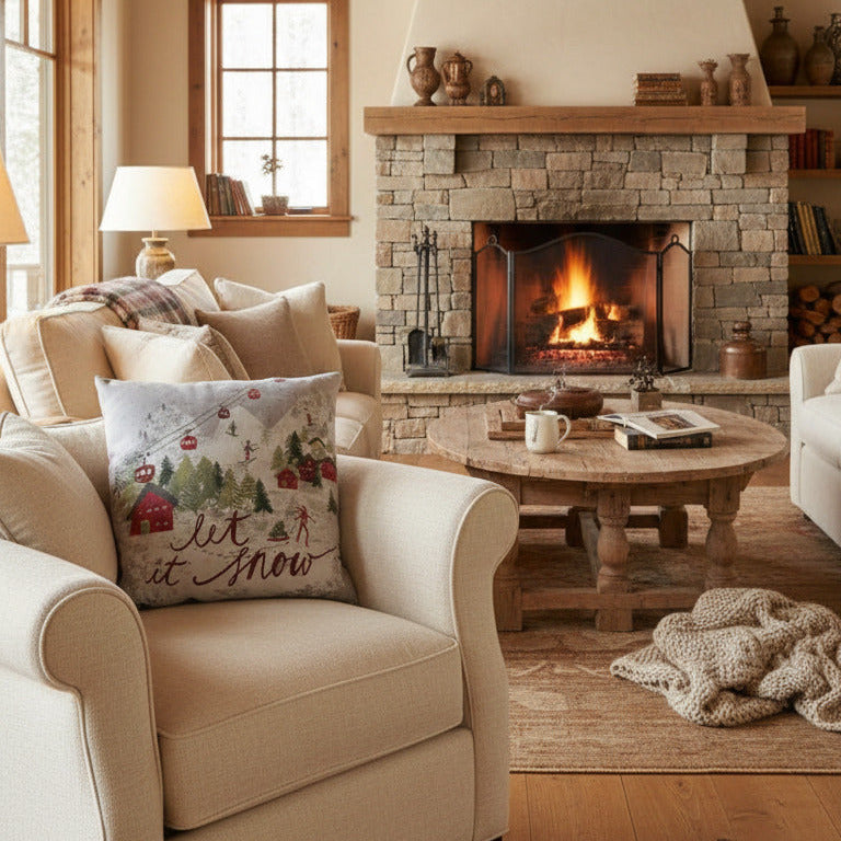 Kissenhülle "Let it Snow" im Landhausstil