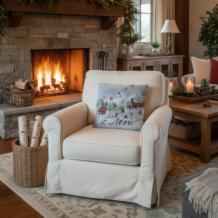 Kissenhülle "Let it Snow" im Landhausstil