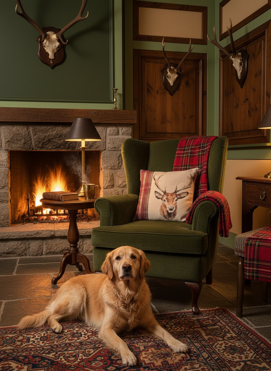 Kissenhülle "Hirschkopf" im englischen Landhausstil