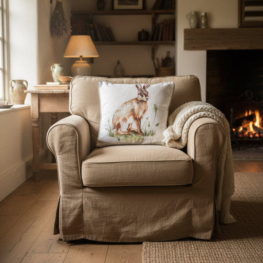 Kissenhülle "Hase" im Landhausstil