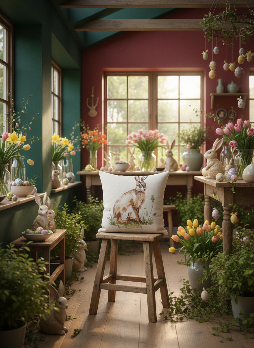 Kissenhülle "Hase" im Landhausstil