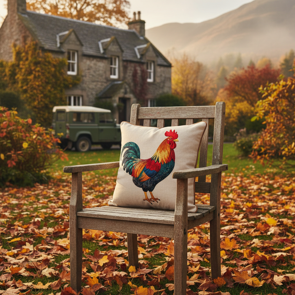 Kissenhülle „Hahn“ im Landhausstil