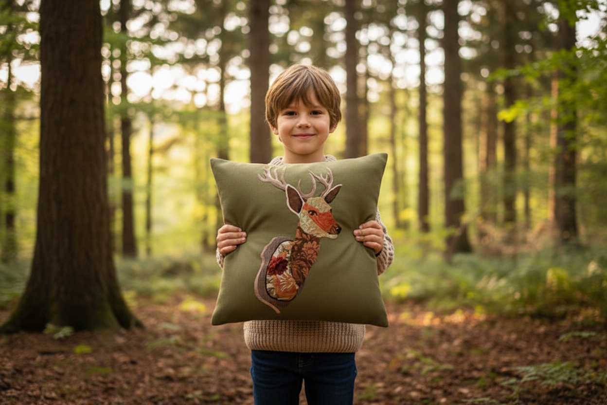 Kissenhülle "Rehbock" im Alpinen Landhausstil