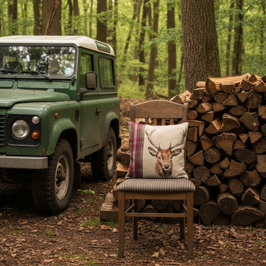 Kissenhülle "Hirschkopf" im englischen Landhausstil