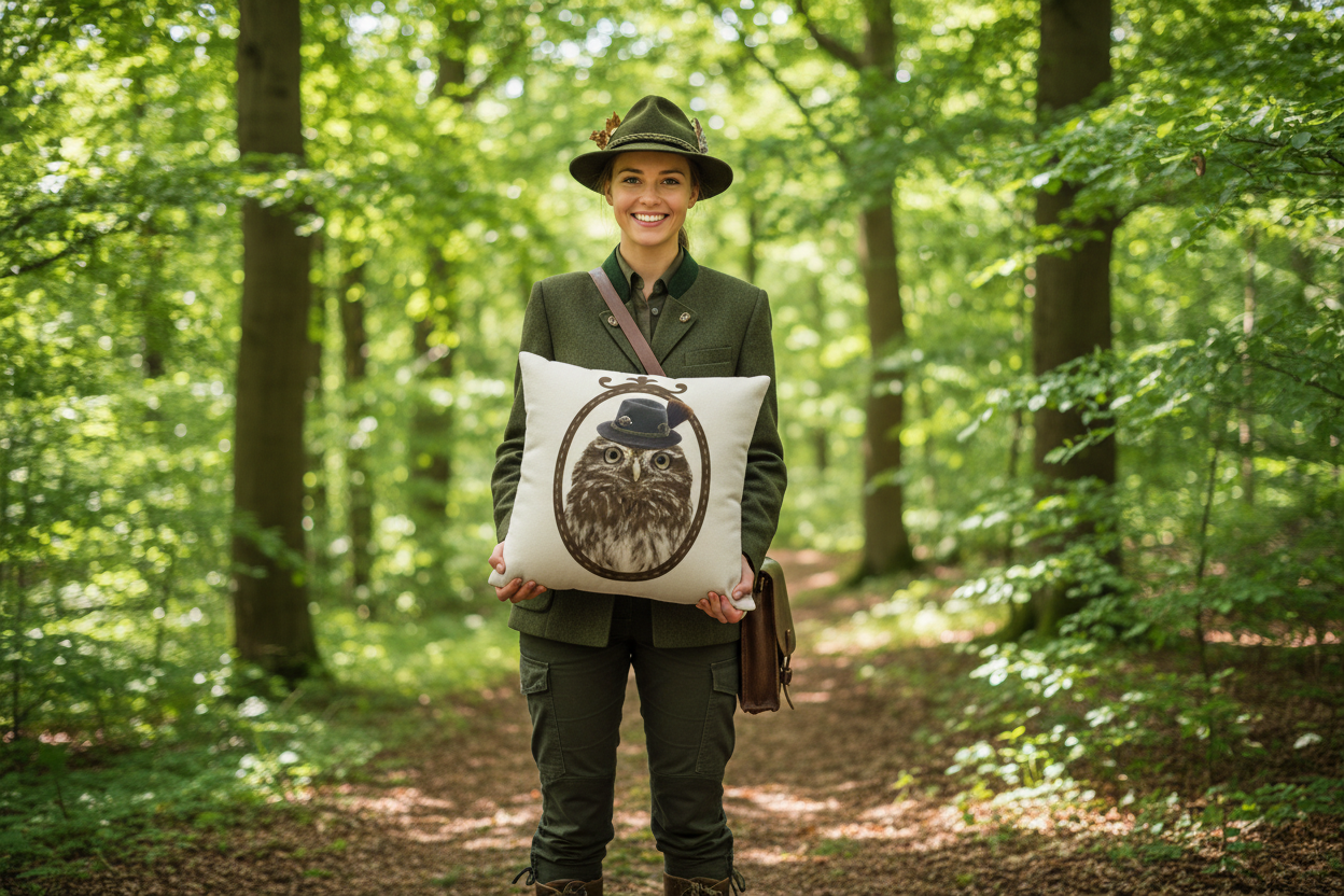 Kissenhülle „Eule“ im Alpinen Landhausstil