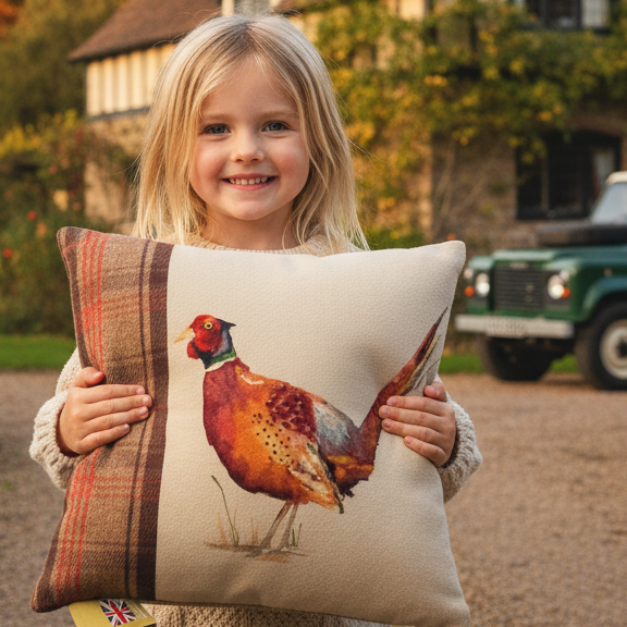 Kissenhülle "Fasan" im englischen Landhausstil