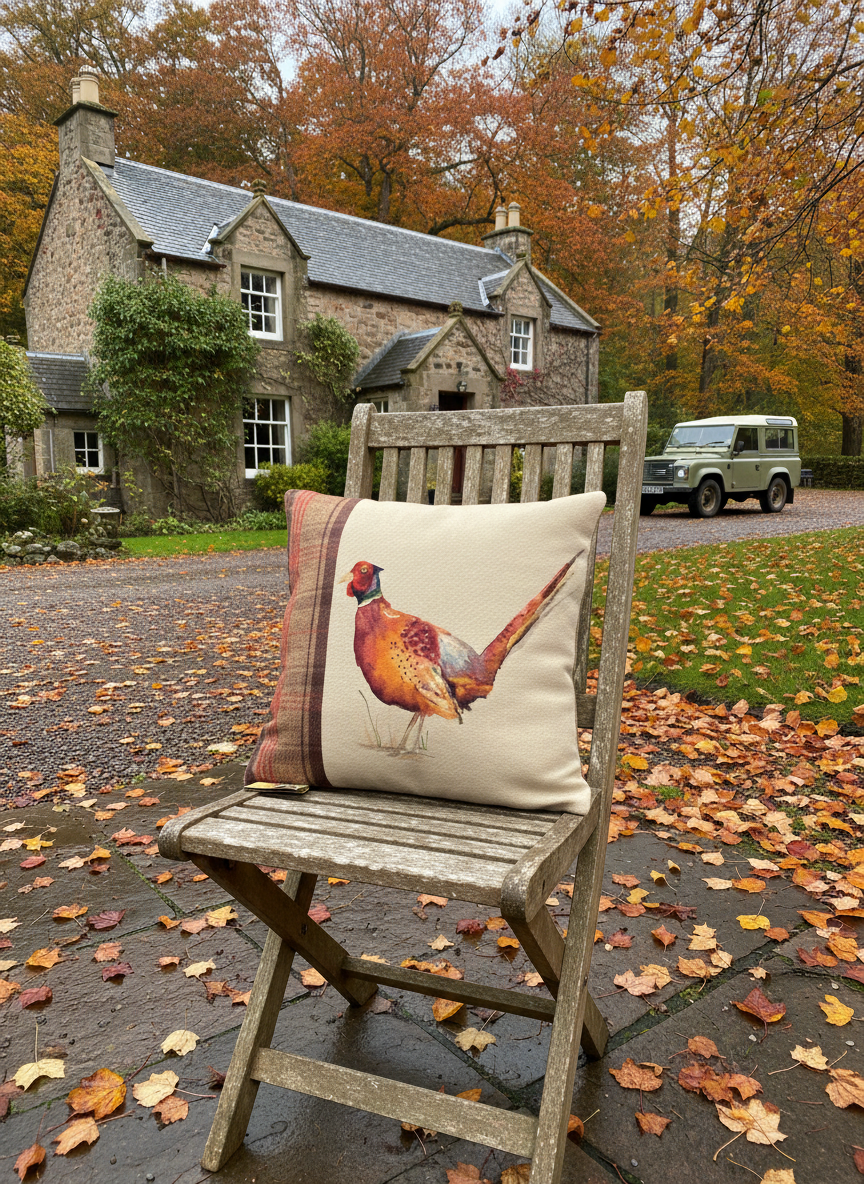 Kissenhülle "Fasan" im englischen Landhausstil