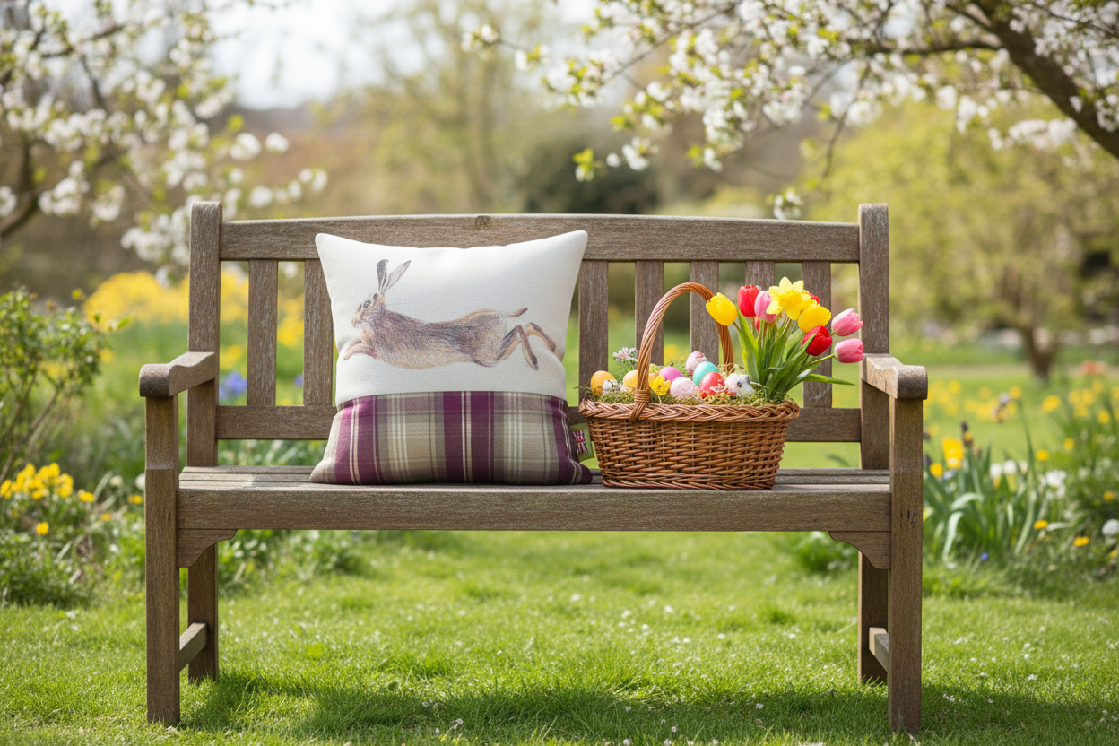Kissenhülle „Hase“ im englischen Landhausstil