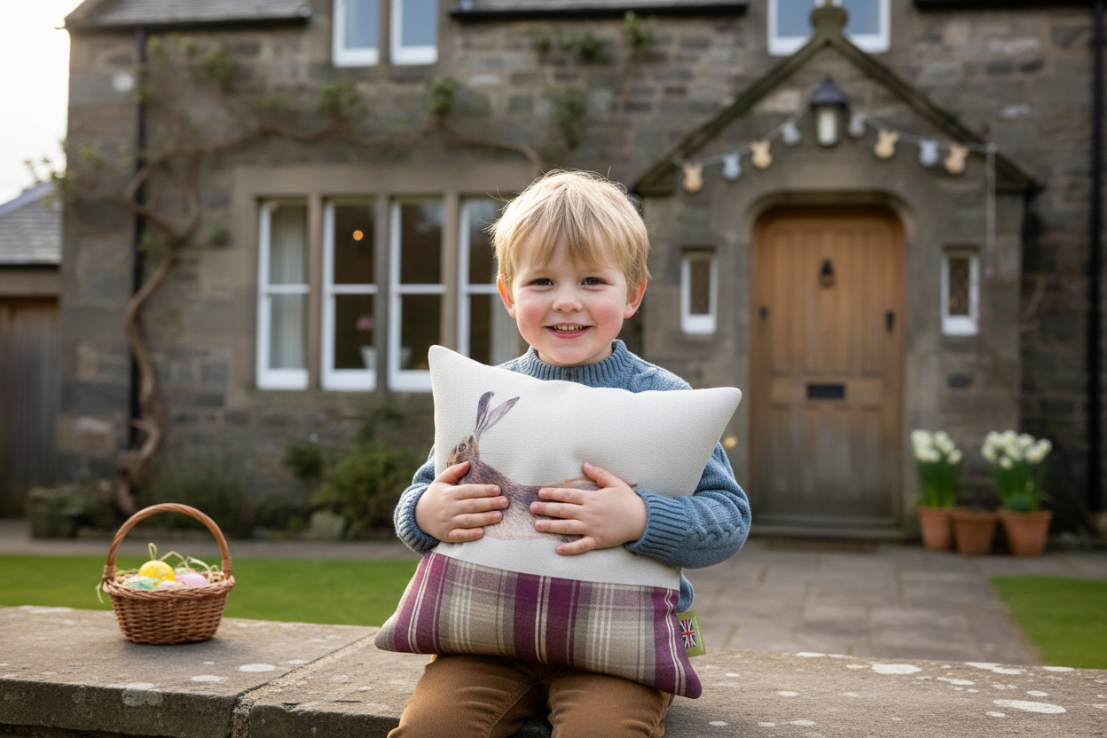 Kissenhülle „Hase“ im englischen Landhausstil