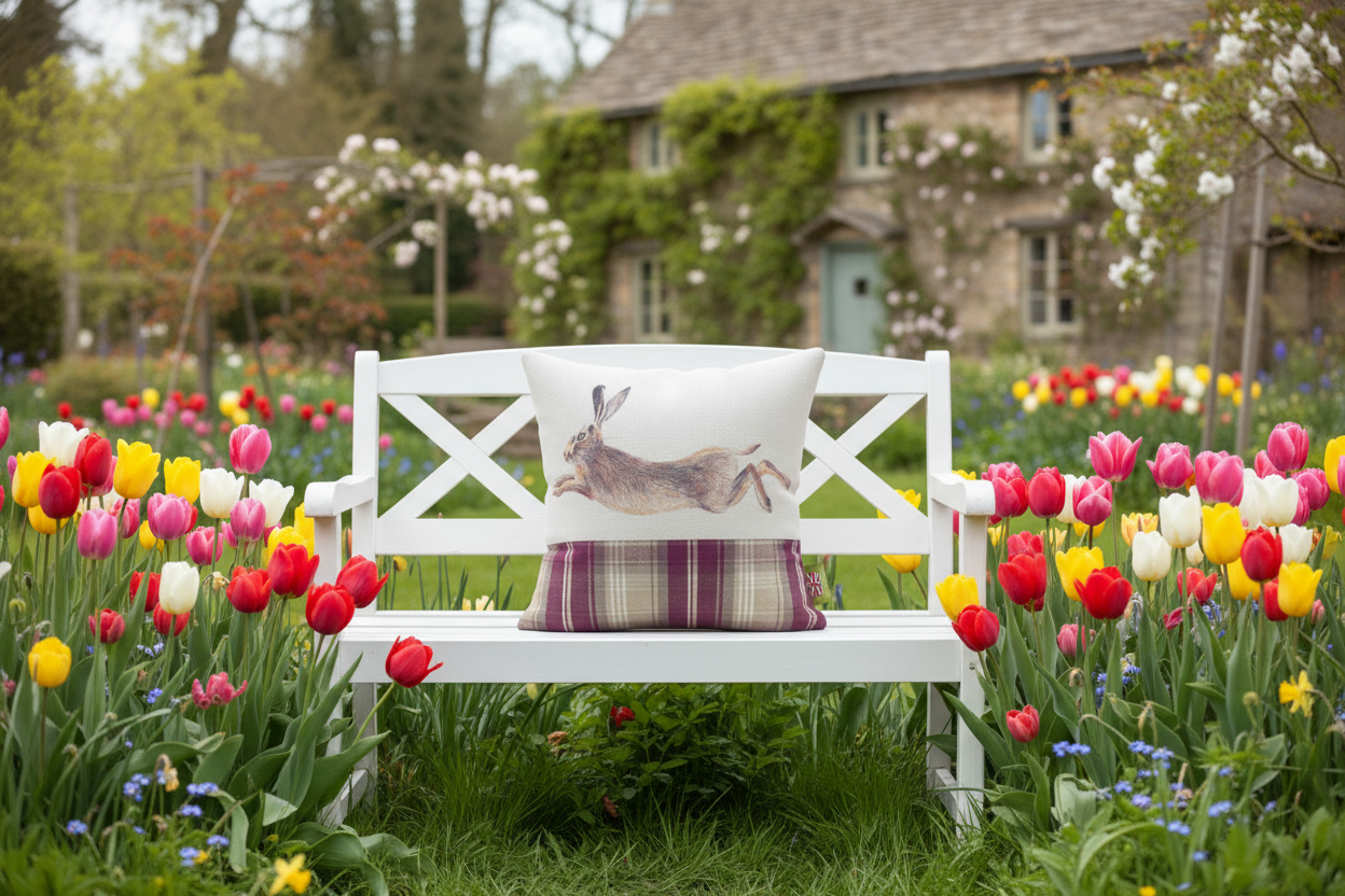 Kissenhülle „Hase“ im englischen Landhausstil
