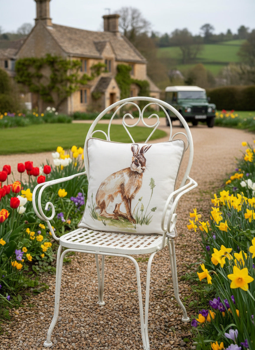 Kissenhülle "Hase" im Landhausstil