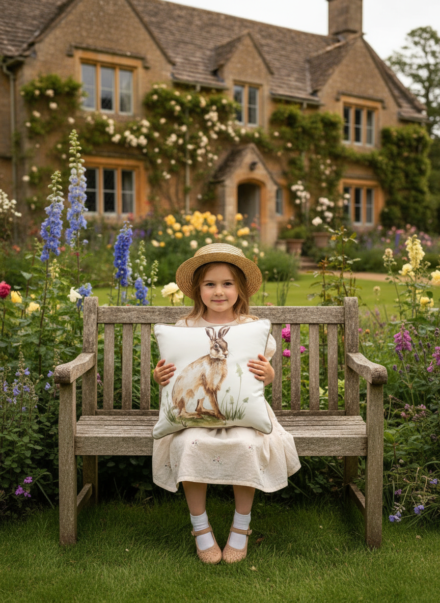 Kissenhülle "Hase" im Landhausstil