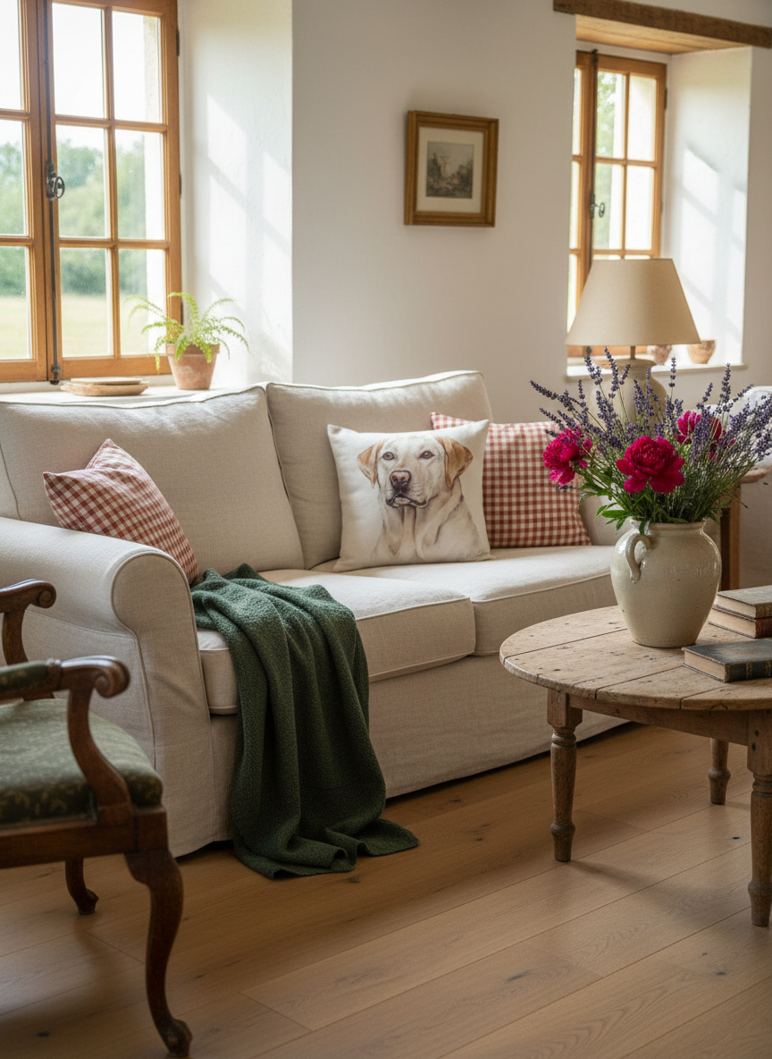 Kisenhülle „Labrador Retriever beige“ im englischen Landhausstil