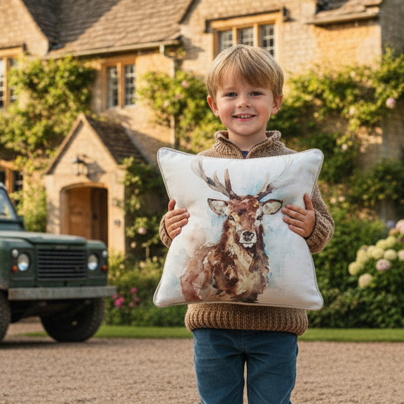 Kissenhülle „Hirsch“ im englischen Landhausstil