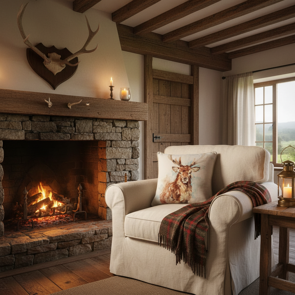 Kissenhülle „Hirsch“ im englischen Landhausstil