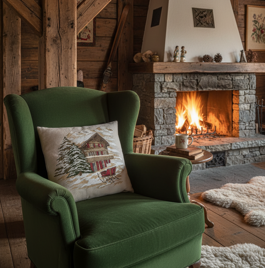 Kissenhülle „Chalet im Winter“ im Alpinen Landhausstil