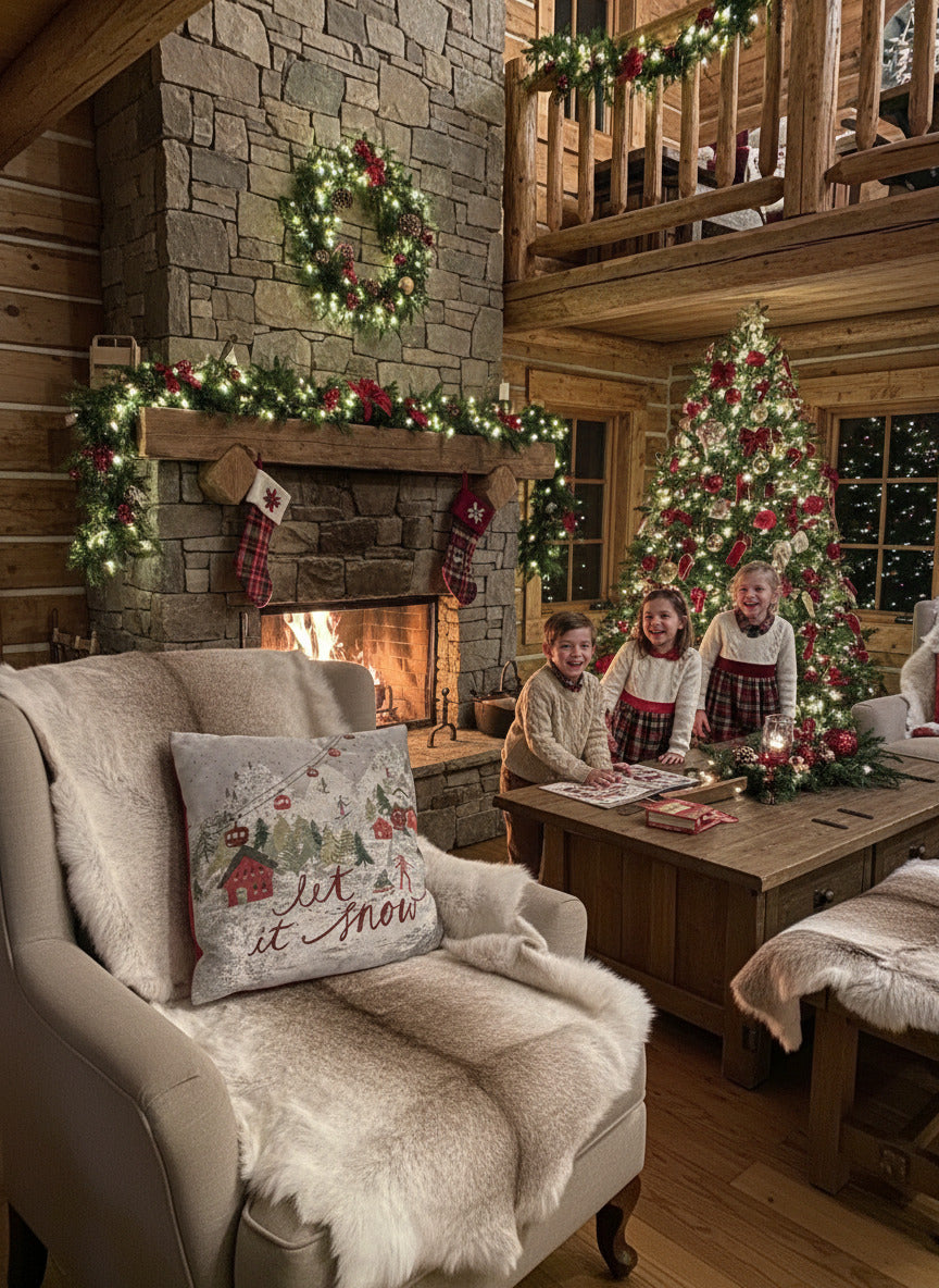 Kissenhülle "Let it Snow" im Landhausstil