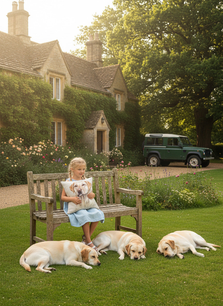 Kisenhülle „Labrador Retriever beige“ im englischen Landhausstil
