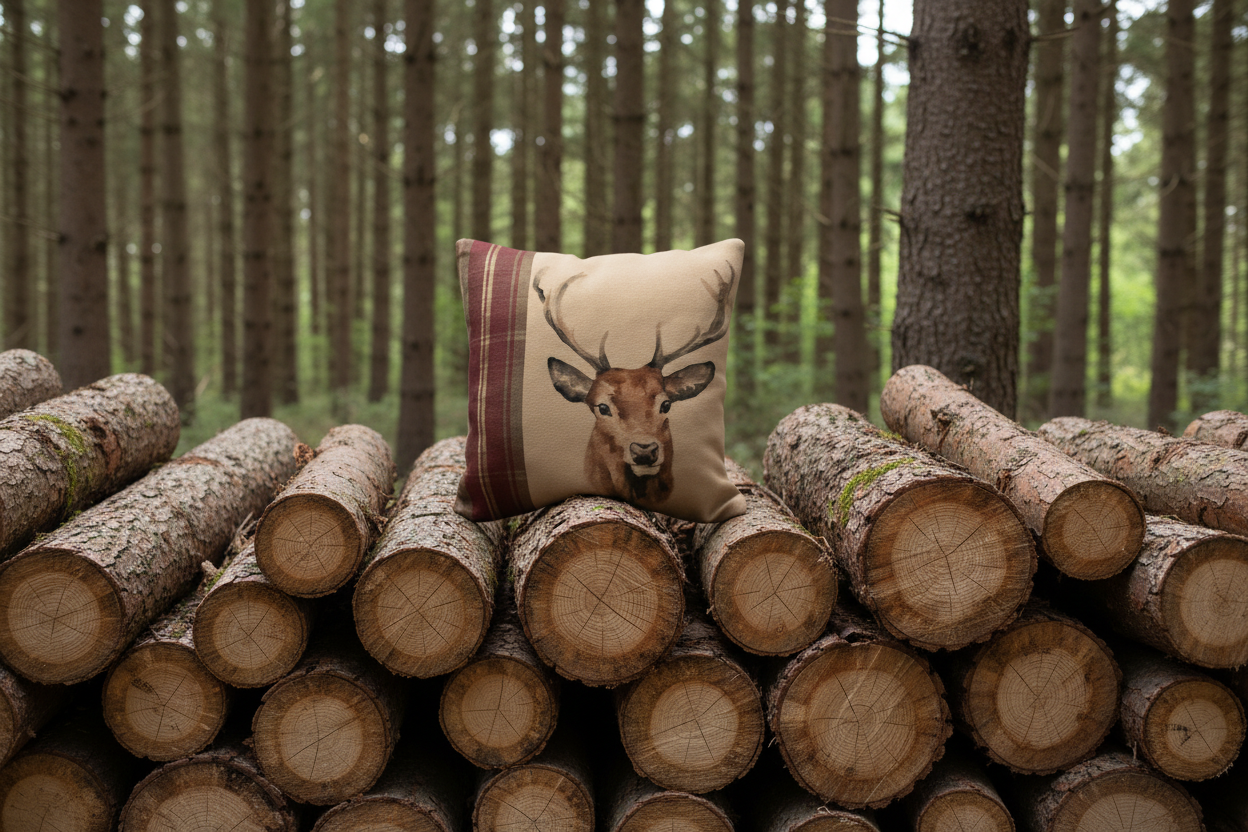 Kissenhülle "Hirschkopf" im englischen Landhausstil