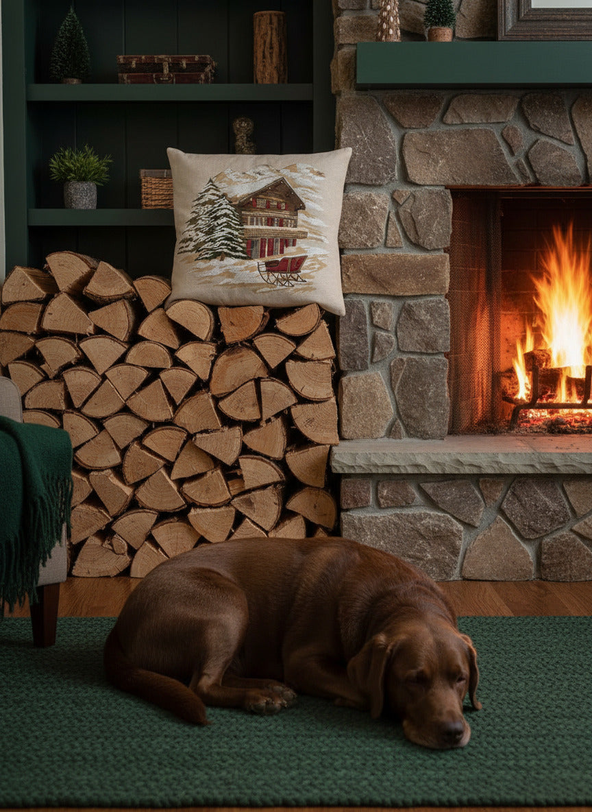 Kissenhülle „Chalet im Winter“ im Alpinen Landhausstil