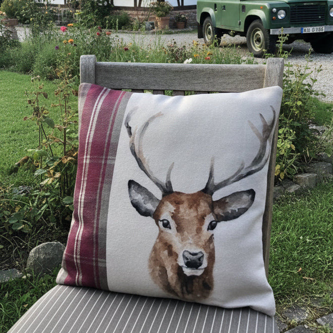 Kissenhülle "Hirschkopf" im englischen Landhausstil