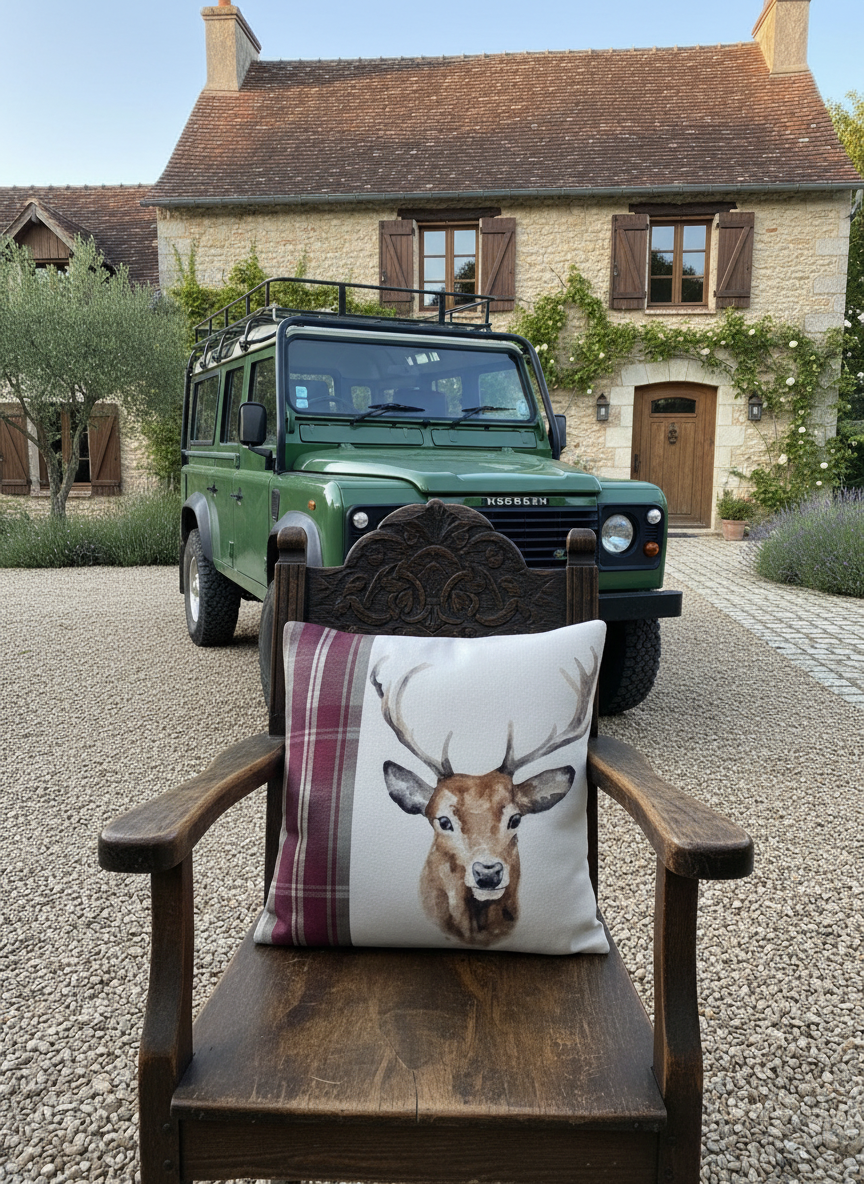 Kissenhülle "Hirschkopf" im englischen Landhausstil