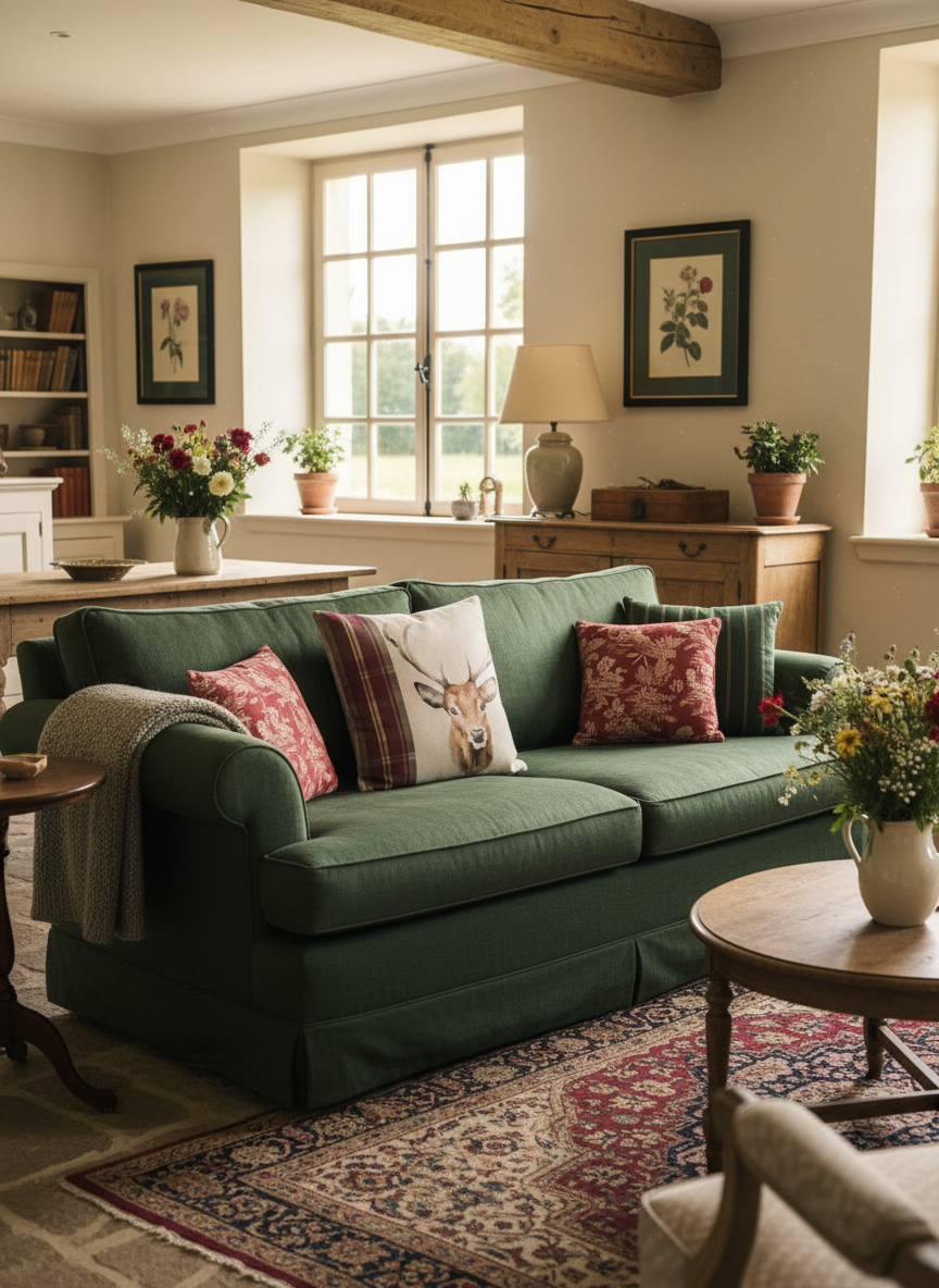 Kissenhülle "Hirschkopf" im englischen Landhausstil