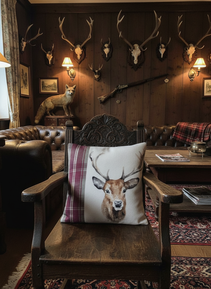 Kissenhülle "Hirschkopf" im englischen Landhausstil