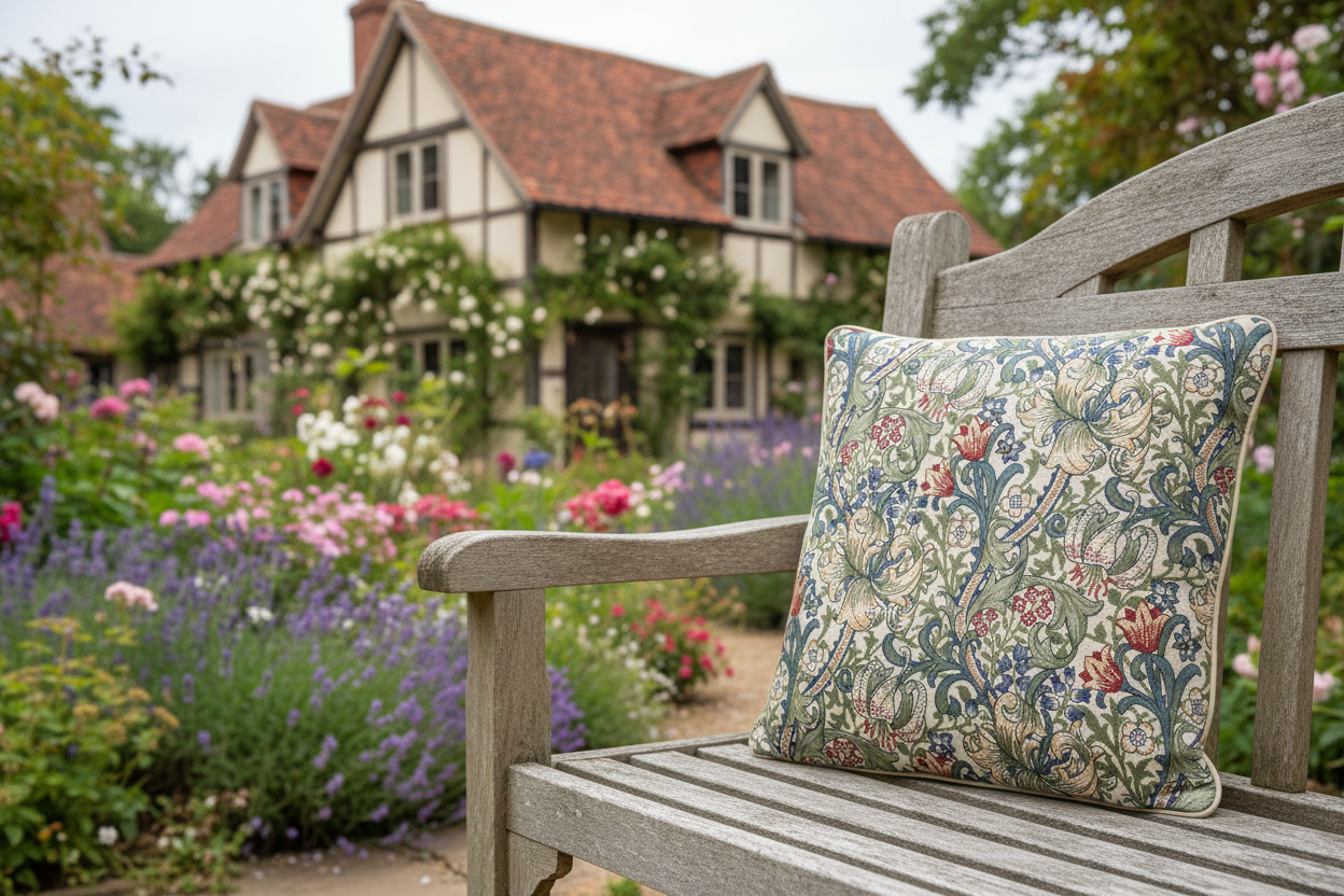 Kissenhülle „Goldene Lilie“ im Landhausstil