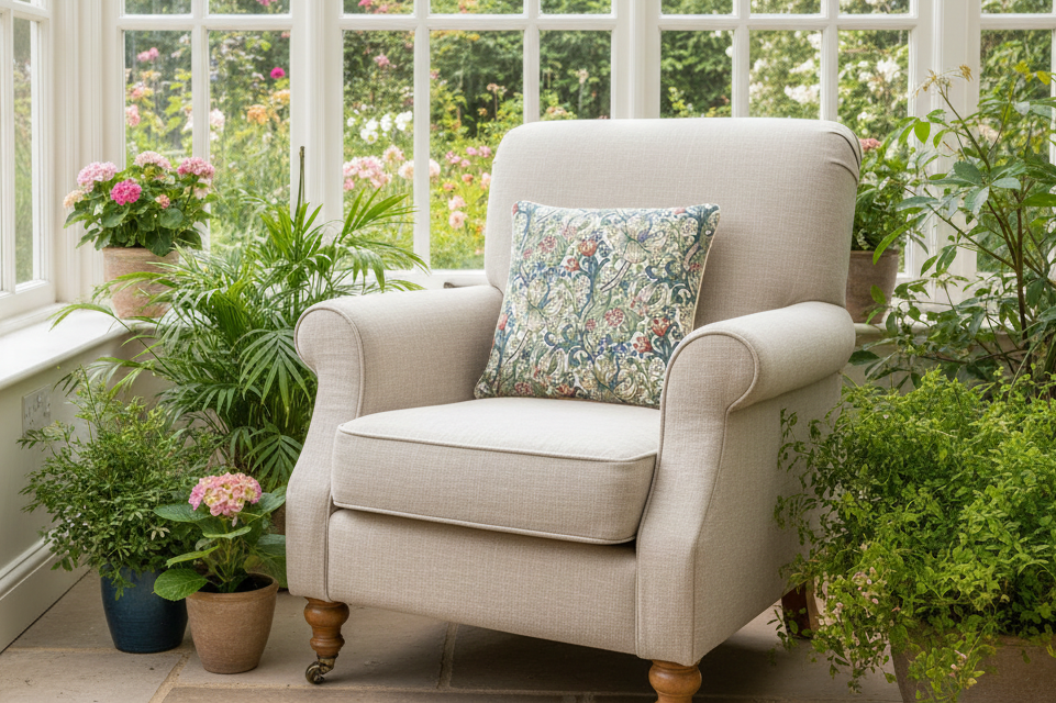 Kissenhülle „Goldene Lilie“ im Landhausstil