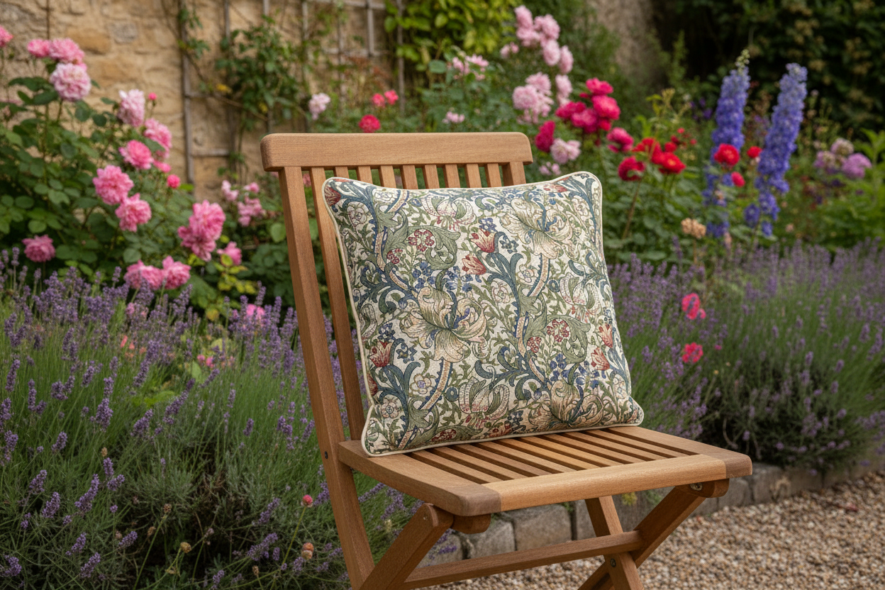 Kissenhülle „Goldene Lilie“ im Landhausstil