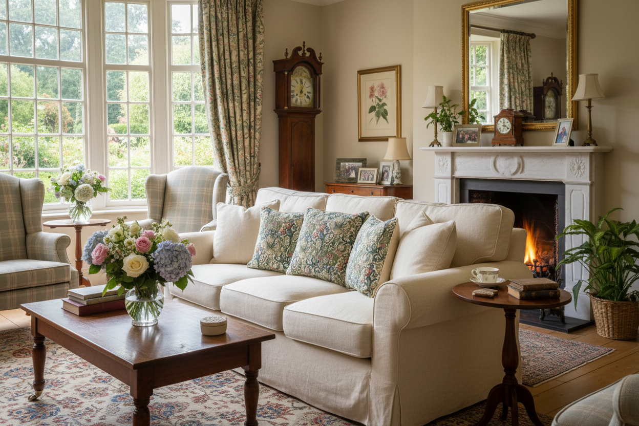 Kissenhülle „Goldene Lilie“ im Landhausstil