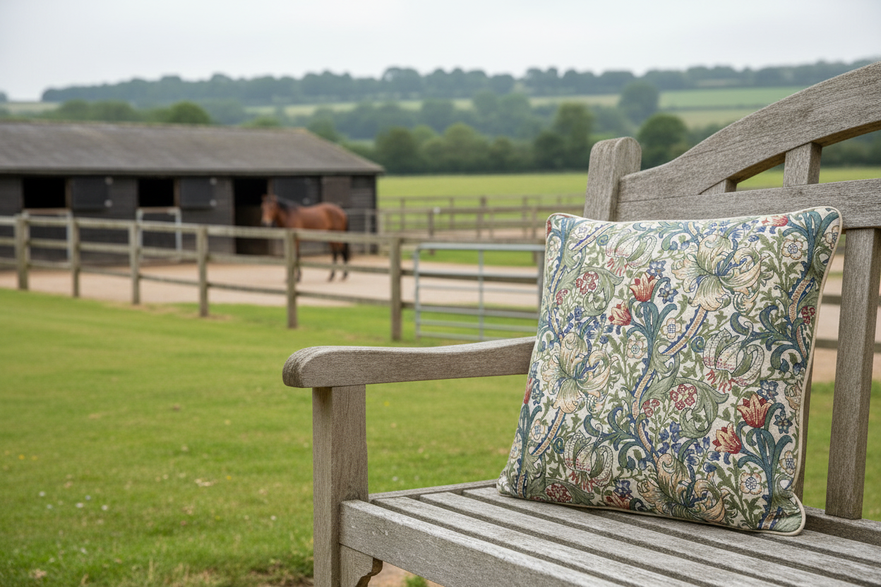 Kissenhülle „Goldene Lilie“ im Landhausstil