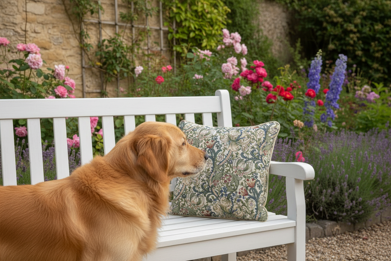 Kissenhülle „Goldene Lilie“ im Landhausstil