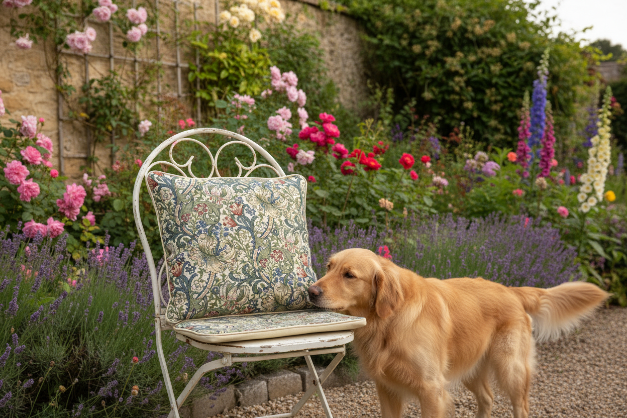 Kissenhülle „Goldene Lilie“ im Landhausstil