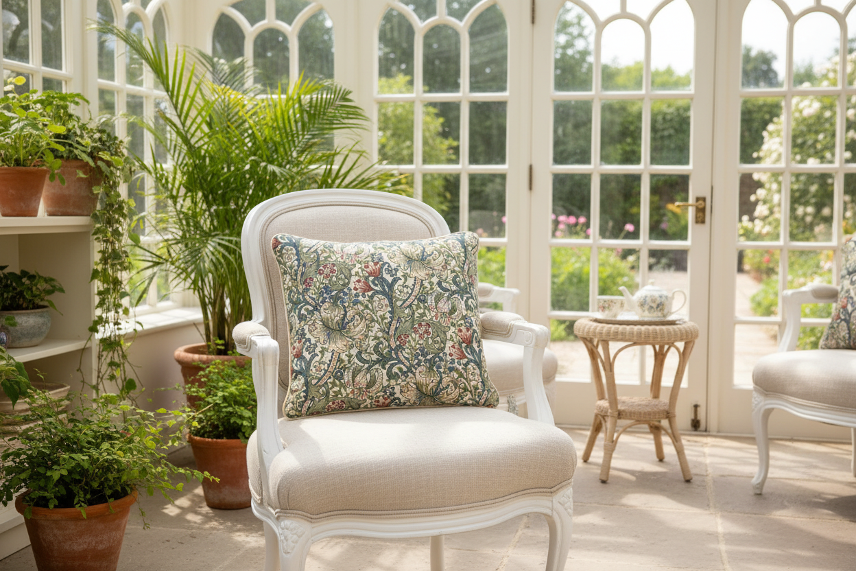 Kissenhülle „Goldene Lilie“ im Landhausstil