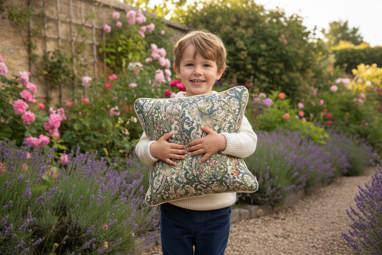 Kissenhülle „Goldene Lilie“ im Landhausstil