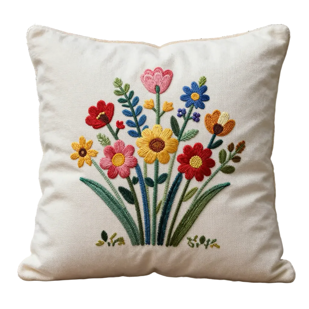 Kissenhülle "Blumenstrauß" im Landhausstil