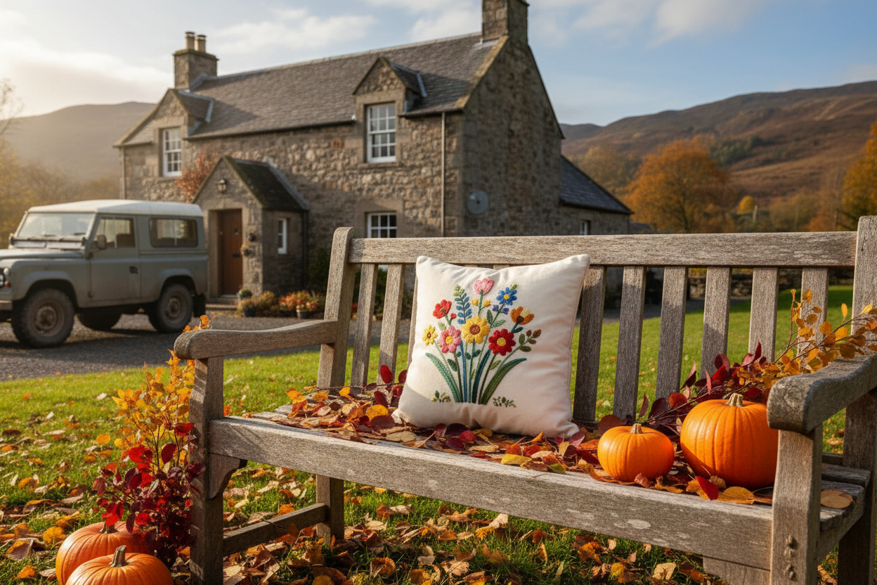 Kissenhülle "Blumenstrauß" im Landhausstil