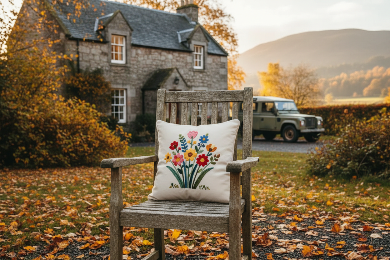 Kissenhülle "Blumenstrauß" im Landhausstil