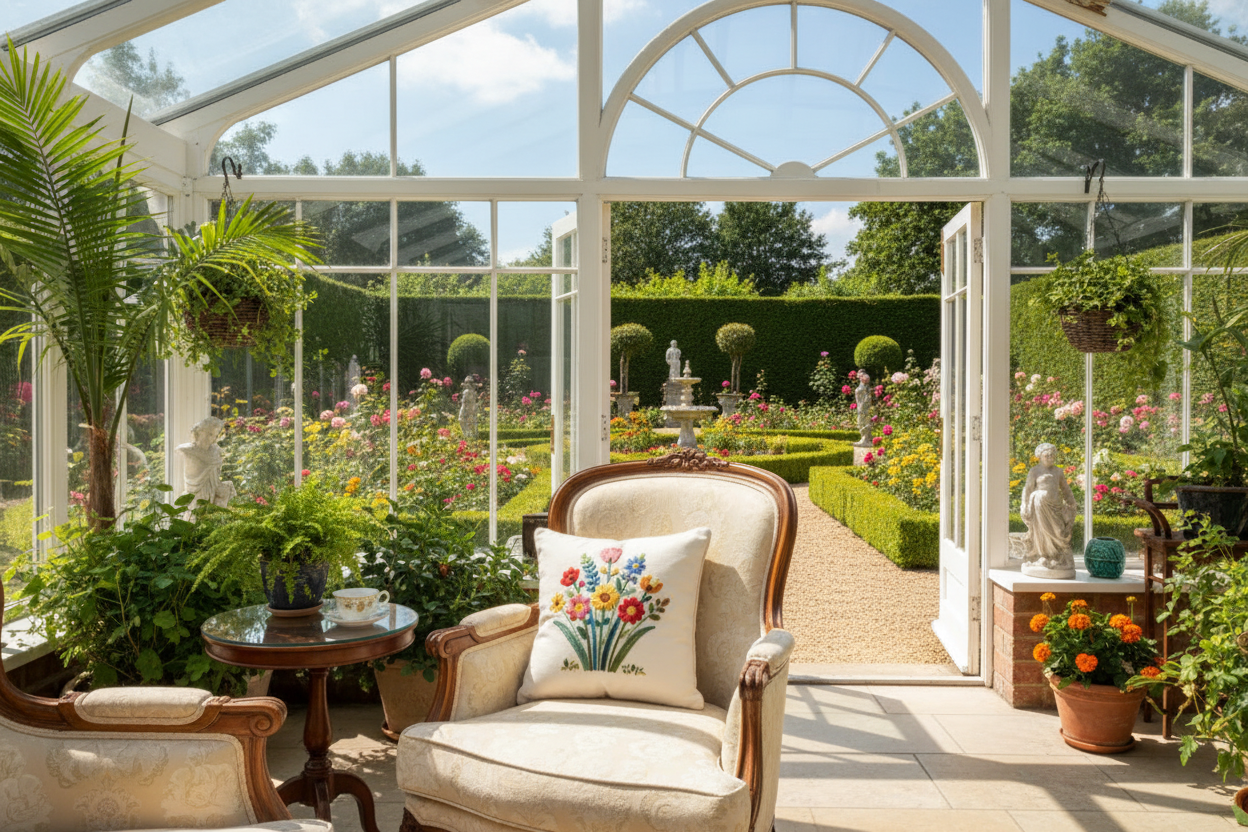 Kissenhülle "Blumenstrauß" im Landhausstil