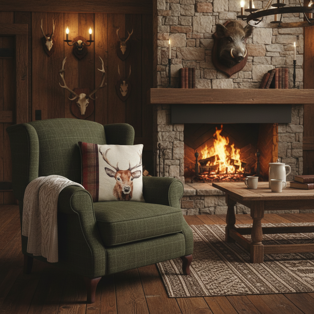 Kissenhülle „Hirsch“ im englischen Landhausstil