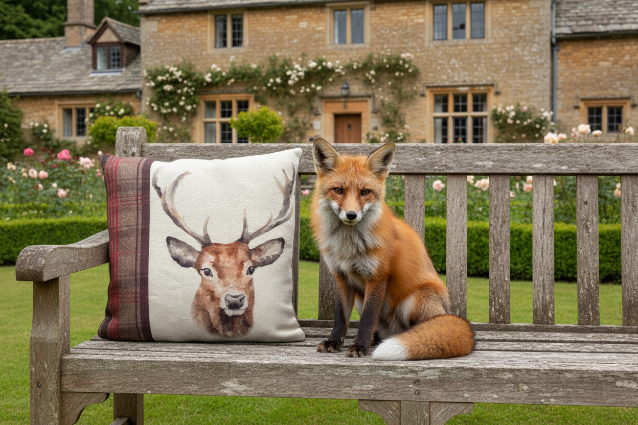 Kissenhülle „Hirsch“ im englischen Landhausstil