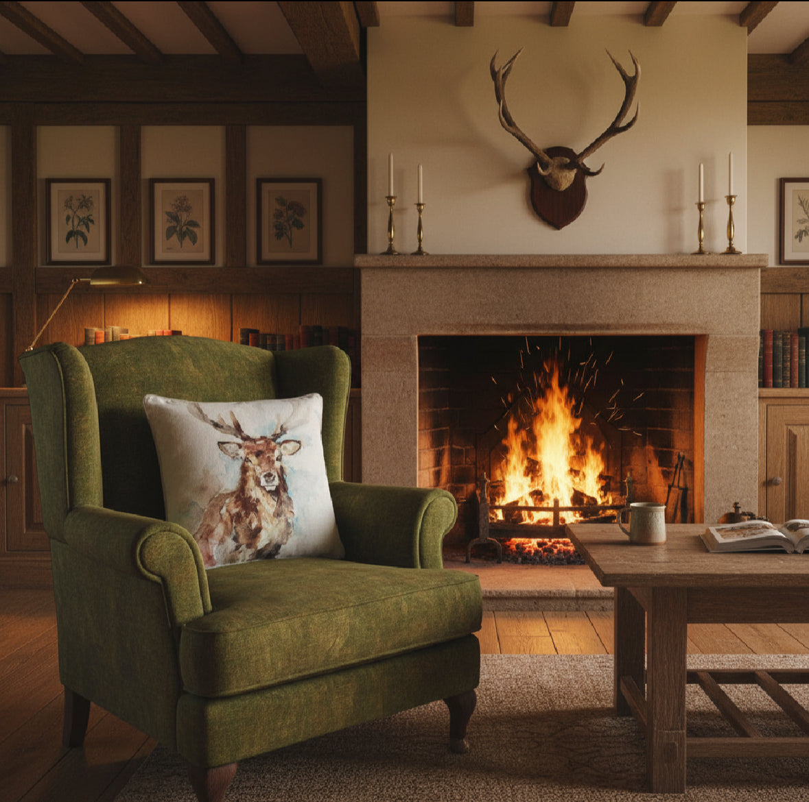 Kissenhülle „Hirsch“ im englischen Landhausstil