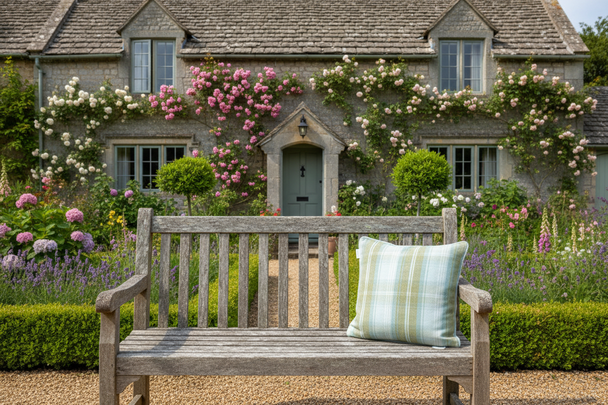 Kissenhülle „Häsin mit Häschen“ im Landhausstil