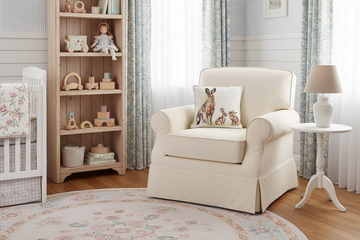 Kissenhülle „Häsin mit Häschen“ im Landhausstil