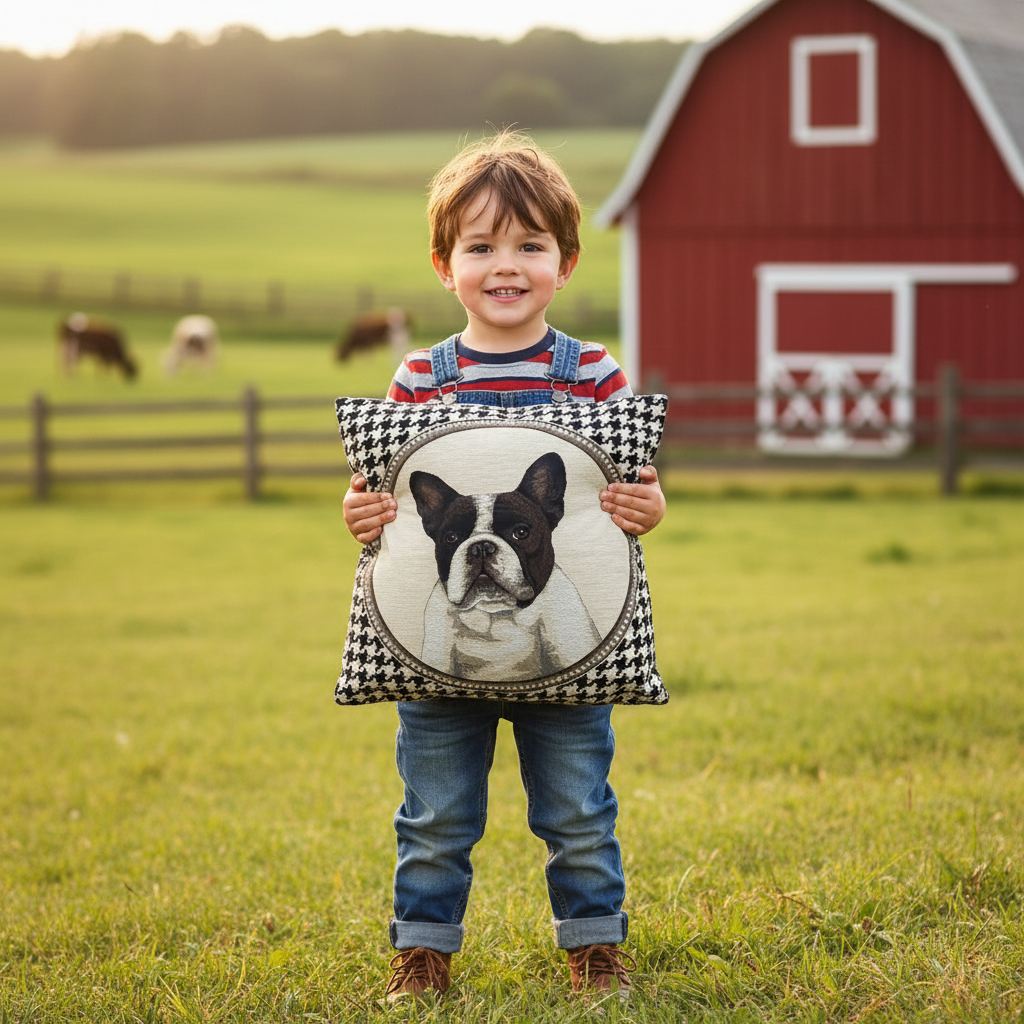 Kissenhülle „Französische Bulldogge“ im Landhausstil