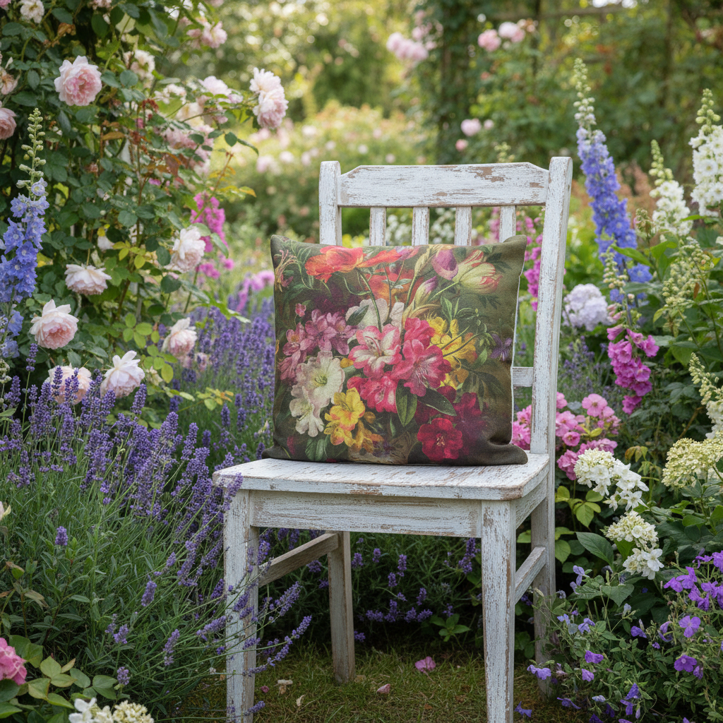 Kissenhülle „Lilien“ im Landhausstil