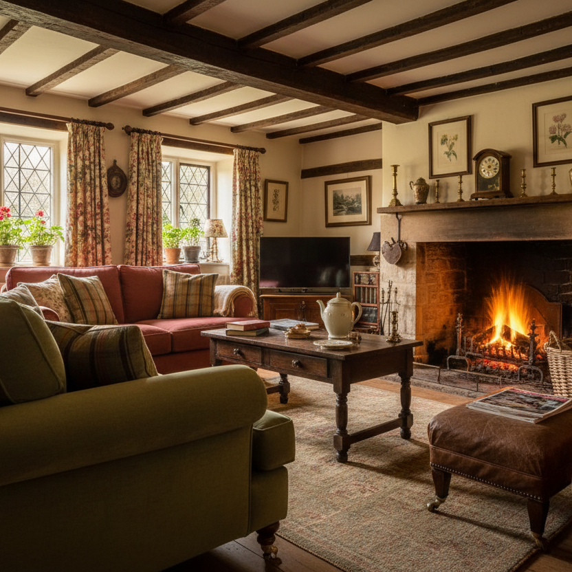 Kissenhülle "Springender Hase" im englischen Landhausstil